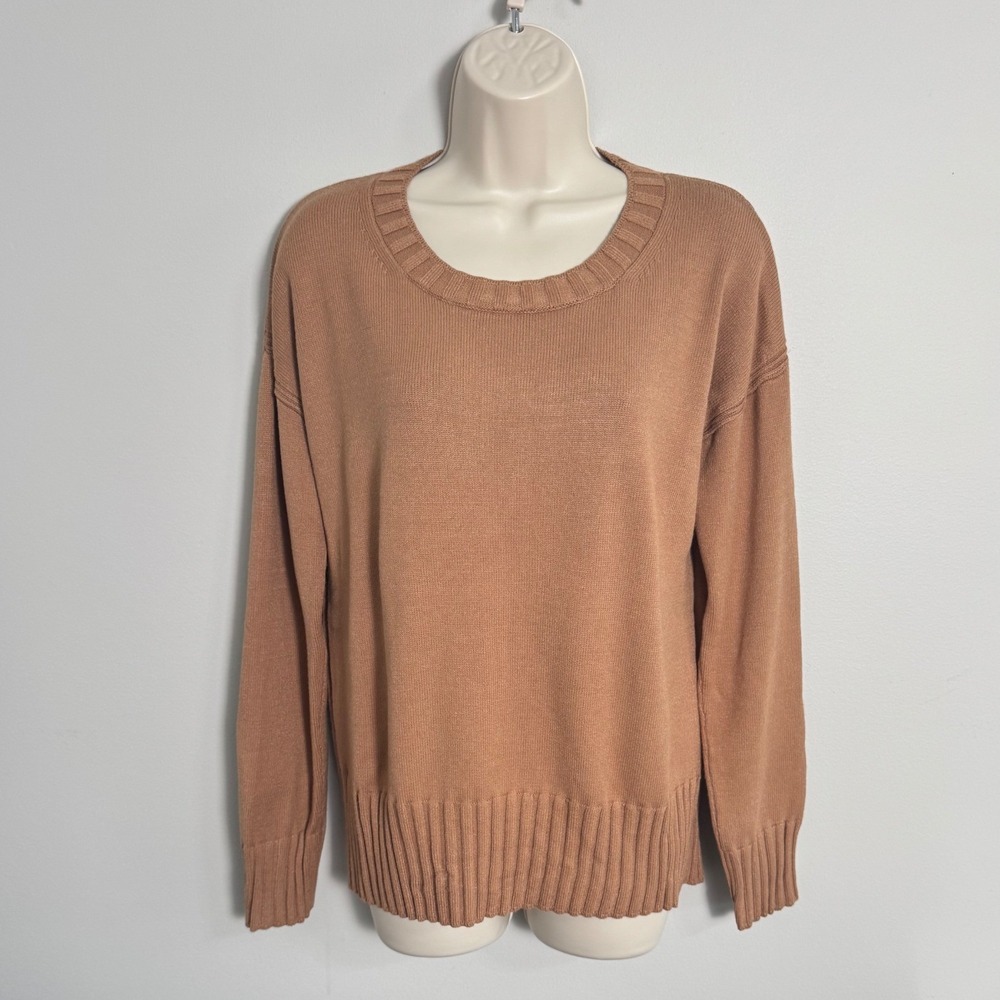 Banana Republic Womens Chase Elliptic Pullover Crewneck Sweater Camel Sz S